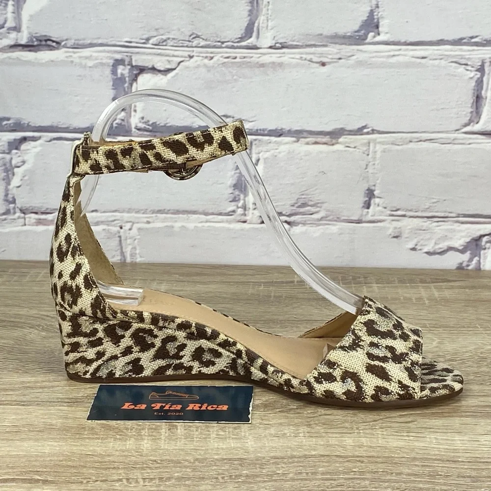 J. Crew Leopard Print Wedge Sandals in Brown and Cream